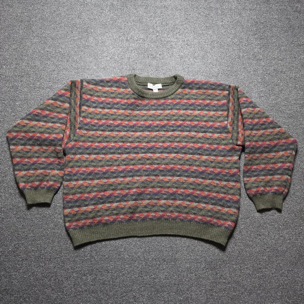 Vintage LL Bean Sweater Multi-Color Mens XL Worsted Wool Fair Isle Ireland OV039